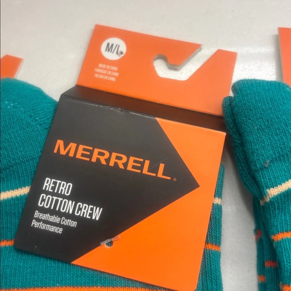 3Pack Merrell Hiking Retro Cotton Crew Socks Size Medium M/L - Picture 2 of 4